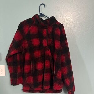 Cozy Red and Black Plaid Maurices Fleece